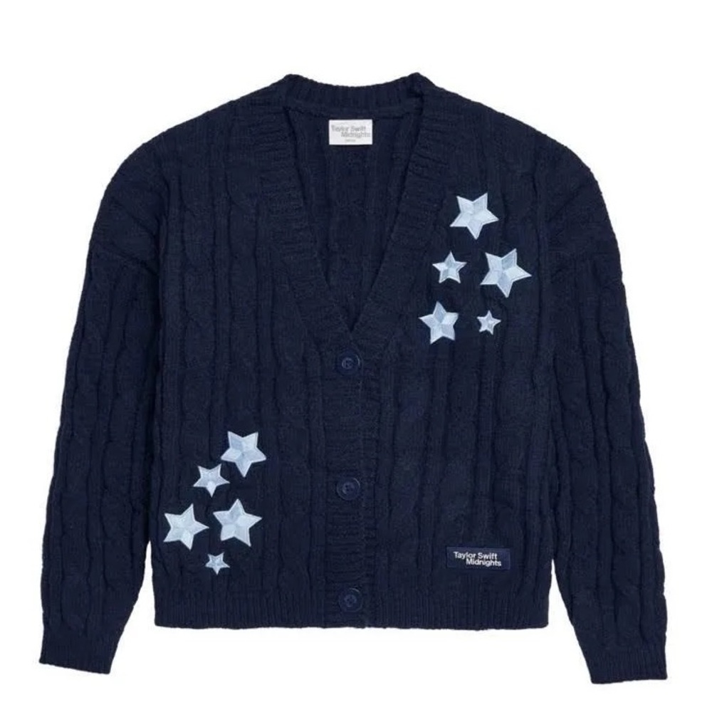 Taylor Swift Midnights Navy Blue Cardigan with Star Accents